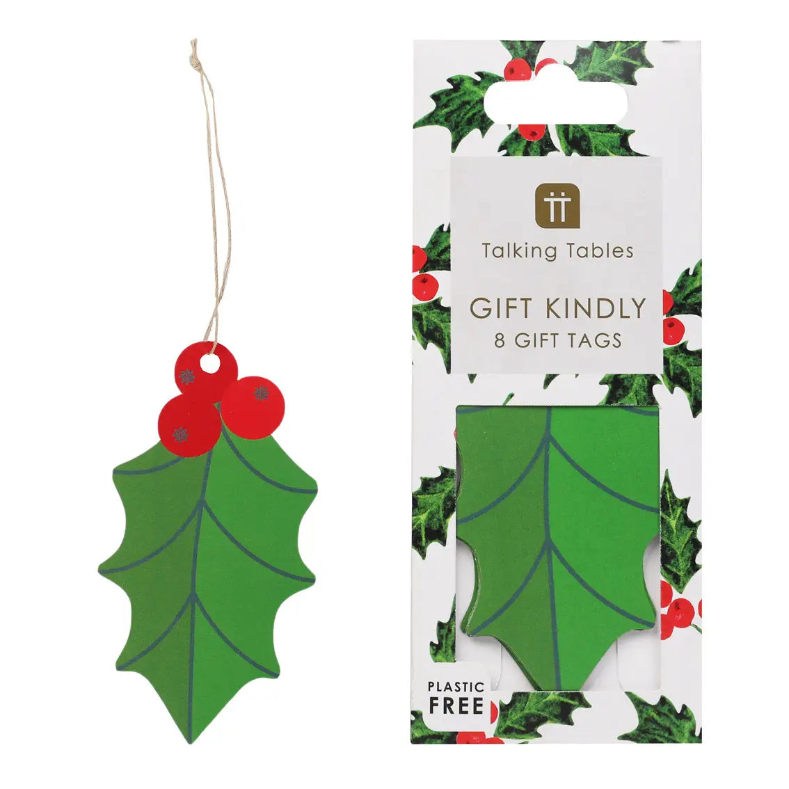 Holly Christmas Tags - 8 pack