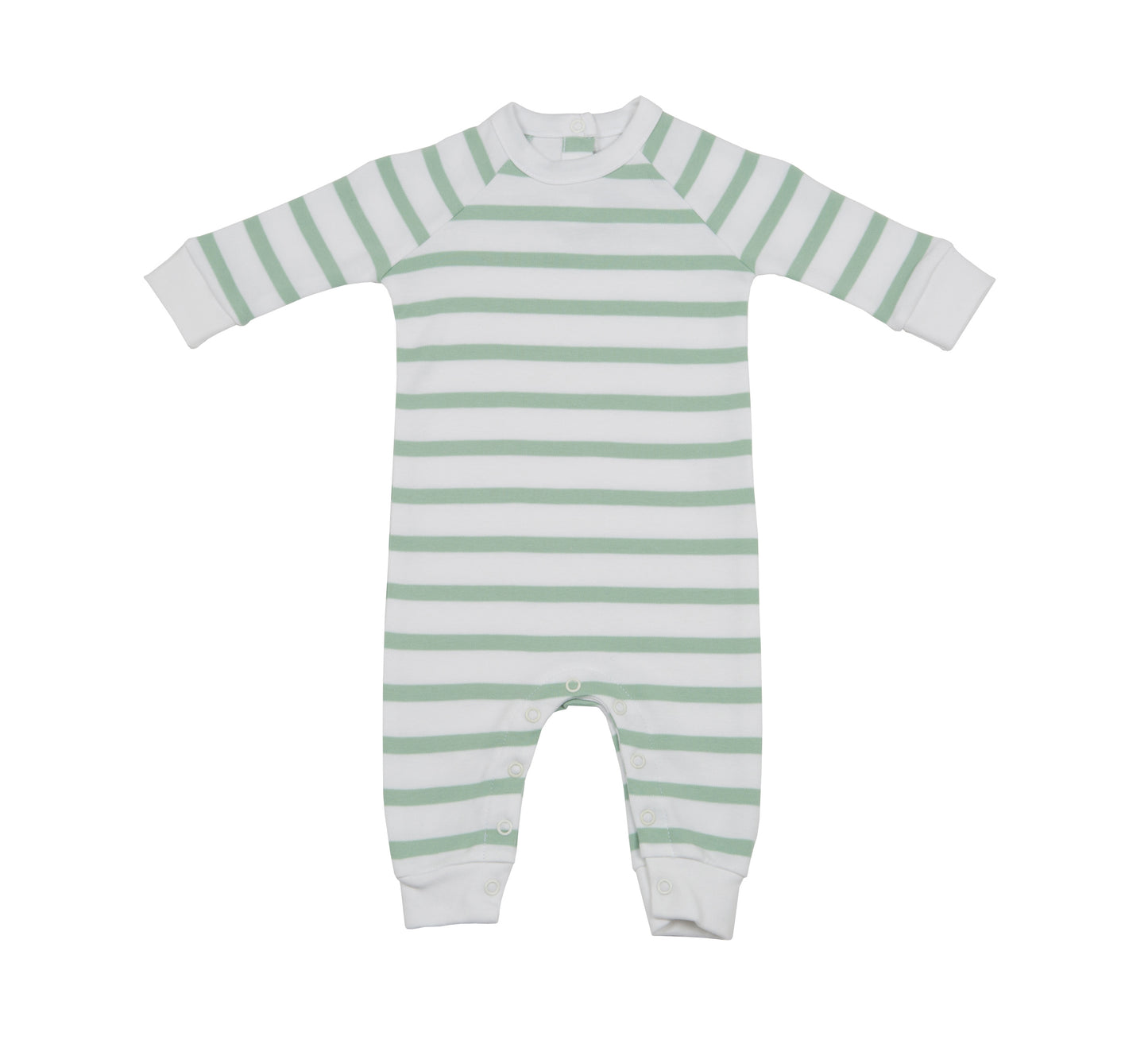 Seafoam & White Breton Striped All-in-One