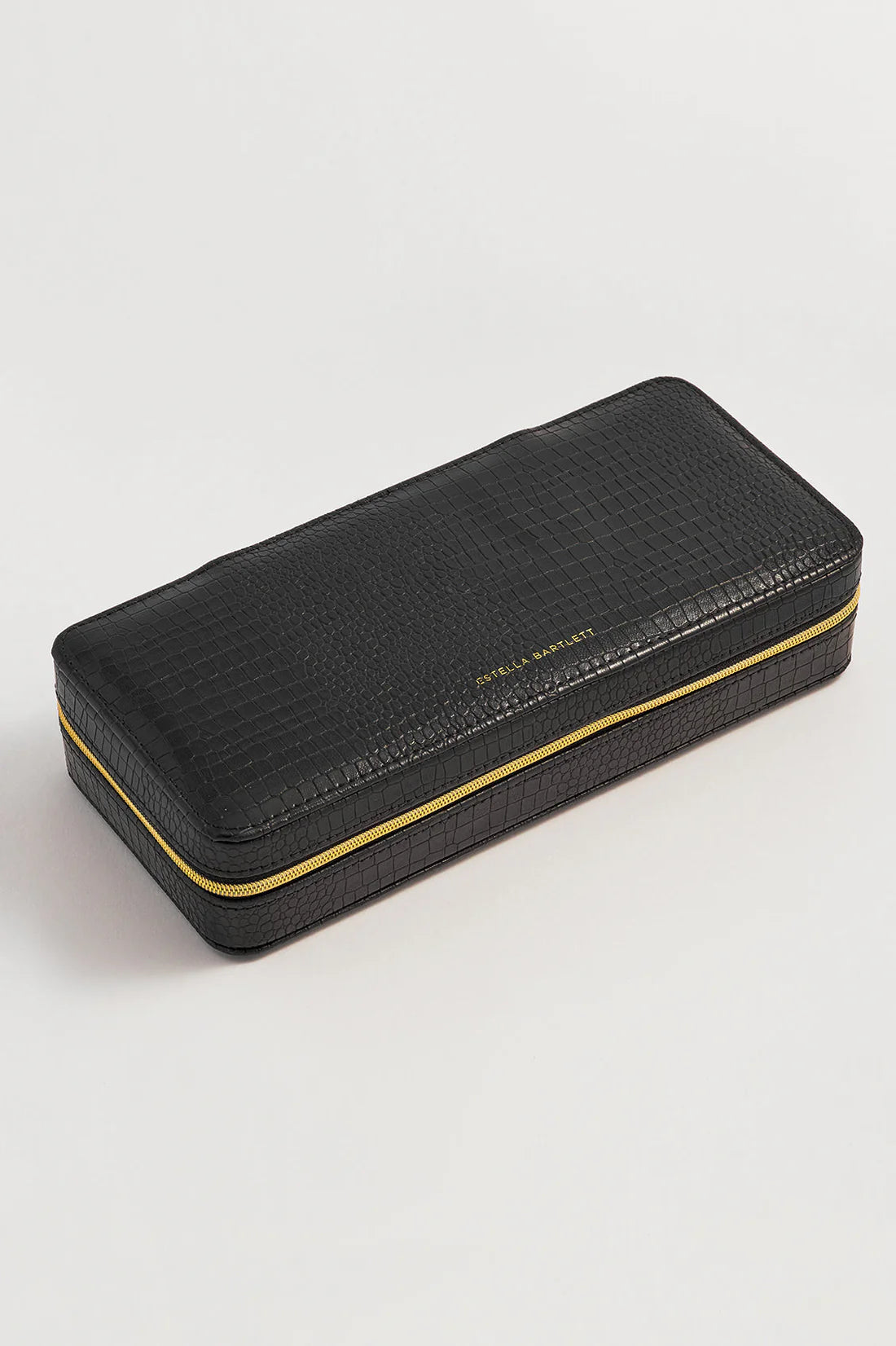 Long Jewellery Box - Black Mock Croc