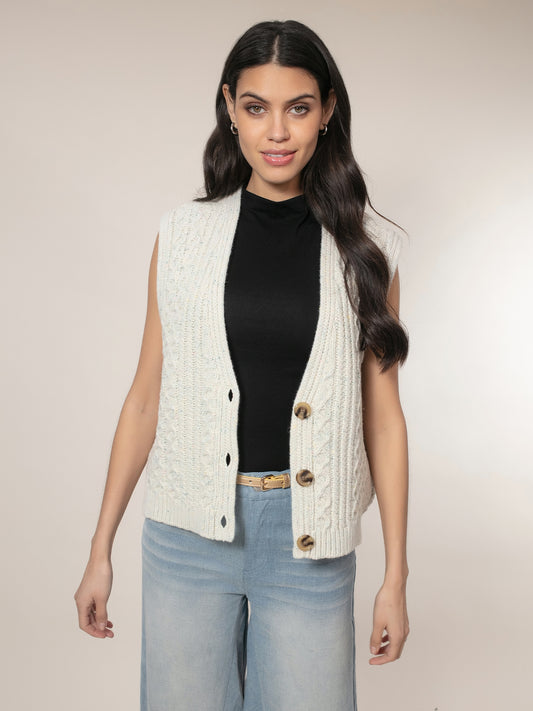 Viola Knitted Gilet in Cream