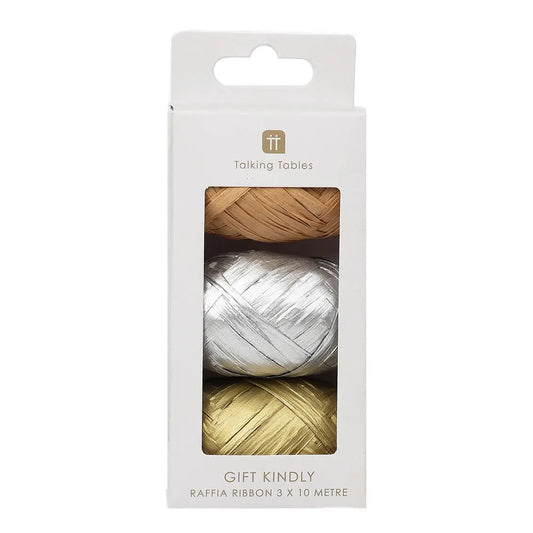 Metallic Raffia Ribbon Trio