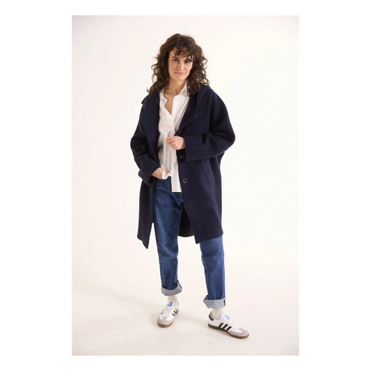 Anna Wool Parka in Navy