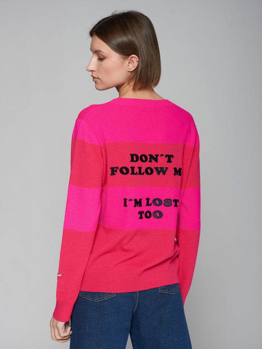 Red & Pink Don’t Follow Me Jumper