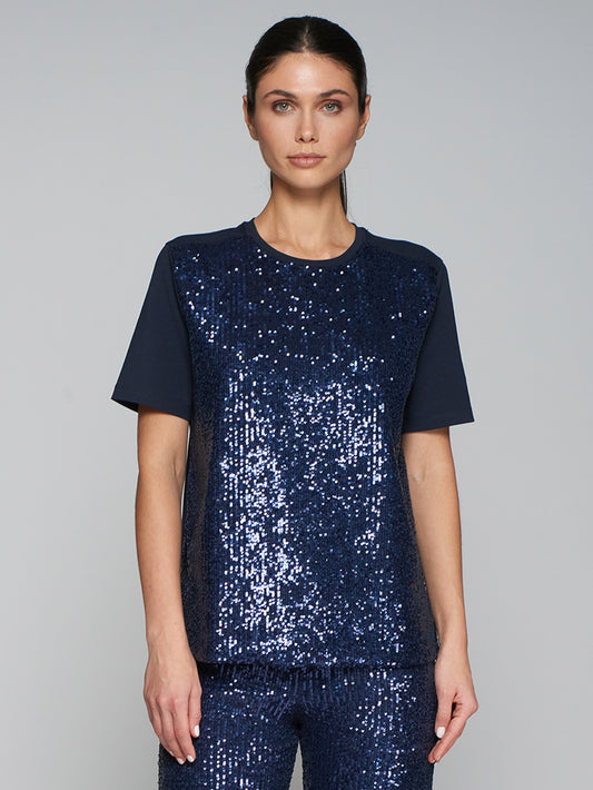 Navy Sequin Top