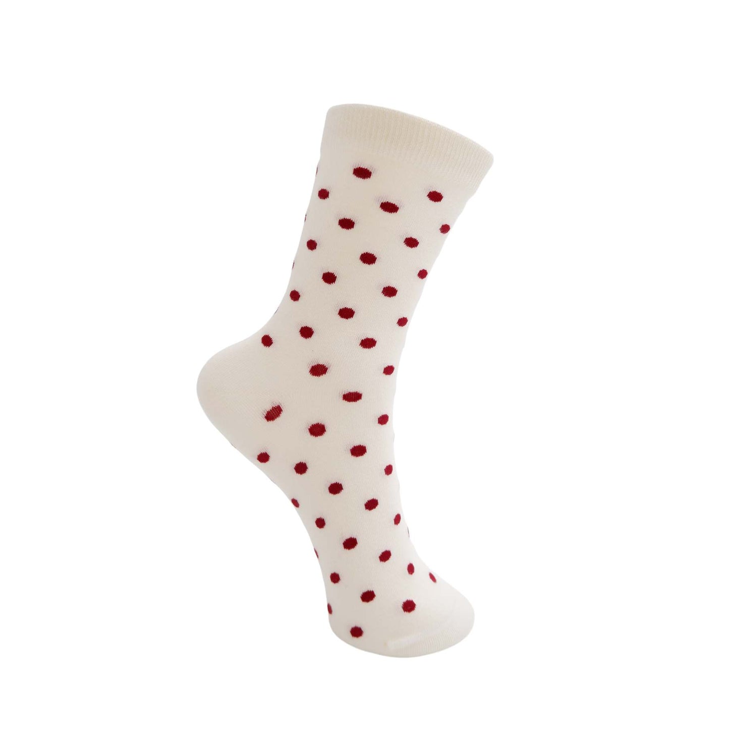 Helen Spotty Sock  in Cream/Wine