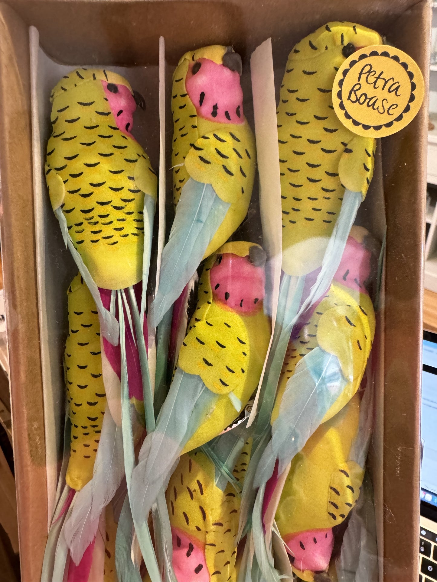 Feather Bird Clip - yellow budgie